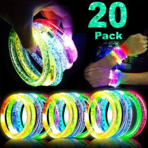 20 Pack Glow Sticks Bracelets Halloween Party Favors Supplies Glow in The Dark, LED Bracelet Light Up Toys Neon Party Favors Birthday Wedding Carnival Halloween Party Games Gifts Goodie Bags Prizes