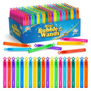 200 Pieces Mini Bubble Wands, Party Favors Assortment Toys for Kids,Themed Birthday, Halloween, Goodie Bags, Carnival Prizes, Wedding, Bubble Maker Outdoor Gifts for Girls & Boys