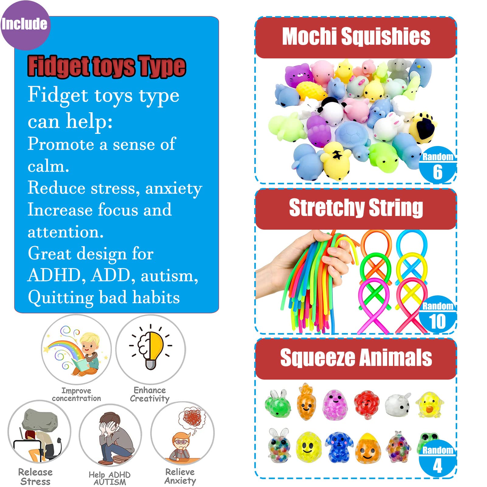 Leeche Premium Pop Party Favors Toys for kids,107PCS Prize Box Toys for All Ages kids,Birthday Party, School Classroom Rewards, Carnival Prizes, Pinata Fillers, Treasure Chest, Goody Bag Fillers