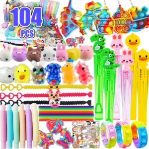 104 pcs party favors toys for kids,assortment premium for all ages kids grils,goody bag fillers,classroom prizes,treasure chest,prize box toys, pinata stuffers,carnival prizes for boys and girls 4-10