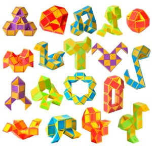 ganowo 18 pack fidget snake cube mini twist puzzletoys for kids teens stocking stuffer, birthday party favors, goodie bags fillers (yellow)