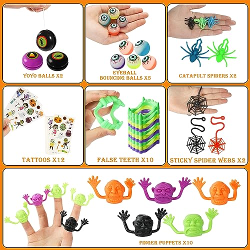 Max Fun 132pcs Halloween Party Toys Assortment for Kids Halloween Party Favors Prizes Box Toy Assortment Classroom Trick Treating Halloween Treasure Box Toys(Random)