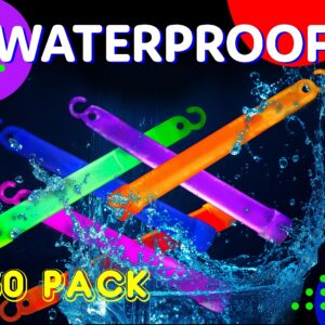 PartySticks Glow Sticks Party Supplies for Kids and Adults (50pk Assorted) - 6 Inch Bulk Glow Light Up Sticks Party Favors, Glow in the Dark Party Decorations, Waterproof Nontoxic Glow Necklaces