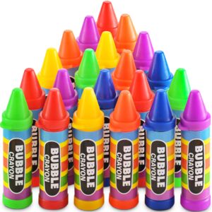 Mini Crayon Bubbles for Kids (Pack of 24) Bulk Bubble Wand Bottles in Assorted Crayons Shapes and Colors, Non-Toxic Blowing Bubbles Party Favors for Kids, Outdoor Novelty Summer Toy (0.5 Oz)