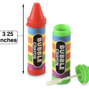 Mini Crayon Bubbles for Kids (Pack of 24) Bulk Bubble Wand Bottles in Assorted Crayons Shapes and Colors, Non-Toxic Blowing Bubbles Party Favors for Kids, Outdoor Novelty Summer Toy (0.5 Oz)