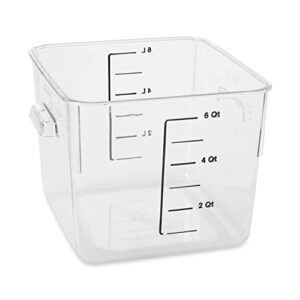 Rubbermaid Commercial Products Plastic Space Saving Square Food Storage Container For Kitchen/Sous Vide/Food Prep,Lids not included (Sold separately), 6 Quart, Clear (Fg630600Clr)