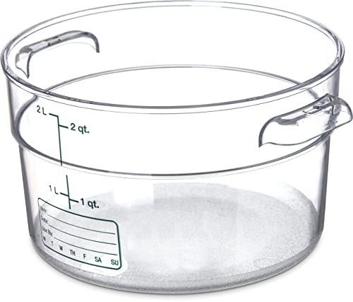 Carlisle FoodService Products Storplus Round Food Storage Container with Stackable Design for Catering, Buffets, Restaurants, Polycarbonate (Pc), 2 Quart, Clear