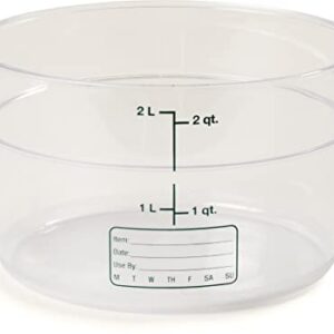 Carlisle FoodService Products Storplus Round Food Storage Container with Stackable Design for Catering, Buffets, Restaurants, Polycarbonate (Pc), 2 Quart, Clear