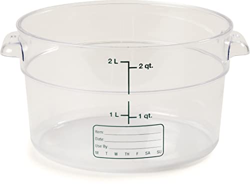 Carlisle FoodService Products Storplus Round Food Storage Container with Stackable Design for Catering, Buffets, Restaurants, Polycarbonate (Pc), 2 Quart, Clear