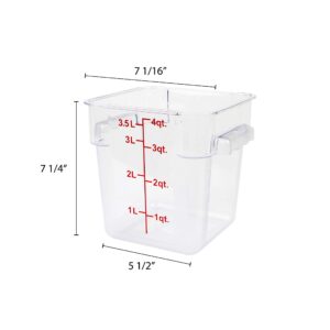 Excellante 4-Quart Polycarbonate Square Food Storage Containers, Clear