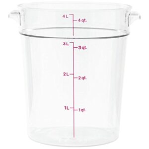 Cambro Camwear 4 qt Round Clear Plastic Food Storage Container - 8 3/16" Dia x 8 9/16" D