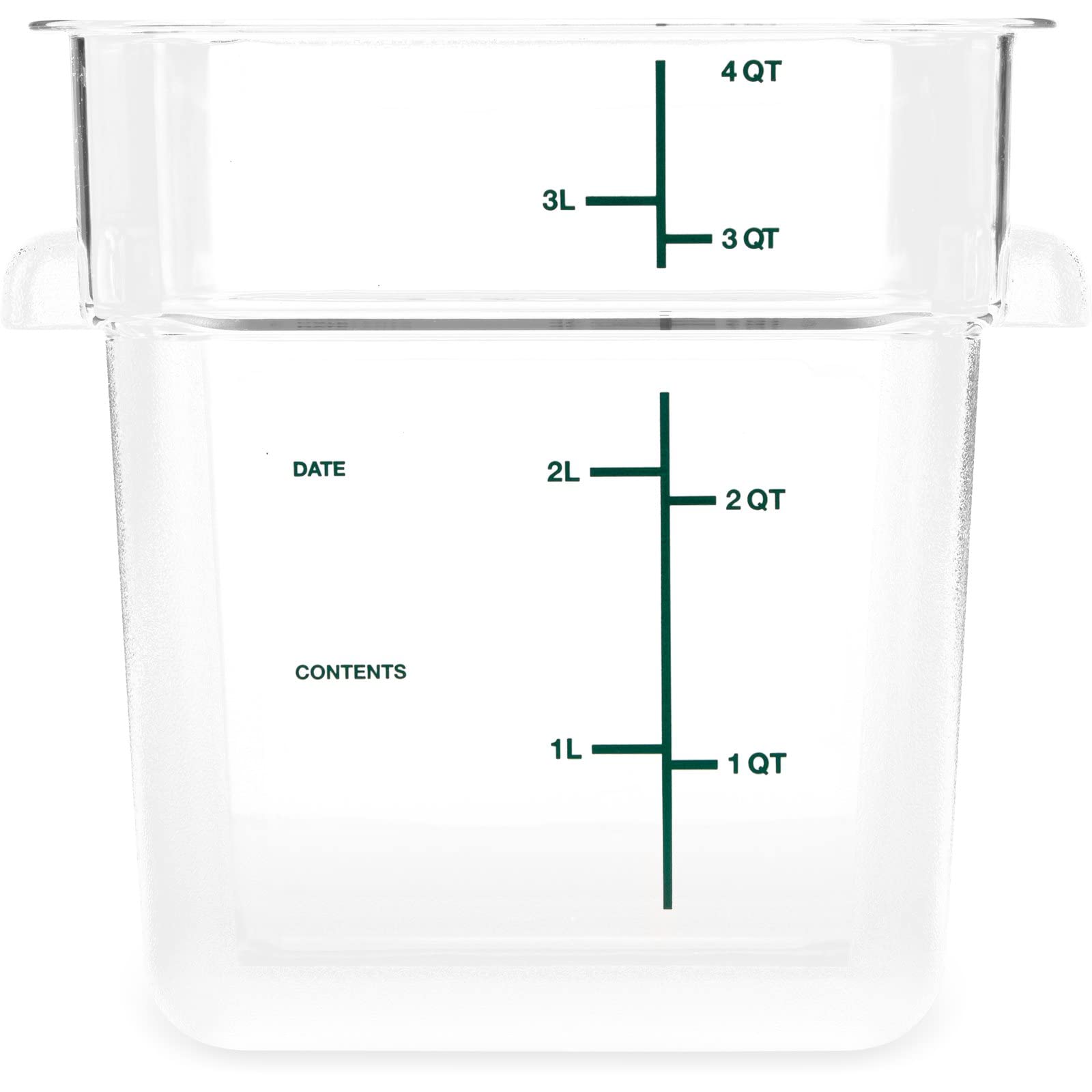 Carlisle FoodService Products Squares Square Food Storage Container with Stackable Design for Catering, Buffets, Restaurants, Polycarbonate (Pc), 4 Quarts, Clear, (Pack of 6)