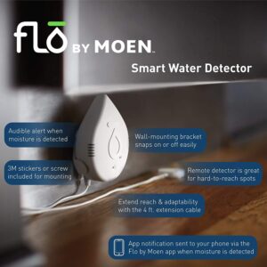 Moen 900-001 Flo by Moen 3/4-Inch Smart Water Shutoff with 920-005 Flo by Moen Smart Water Detector, 3-Pack