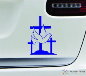 holy trinity dove and cross 5.2x3.9 blue america united states color sticker state decal vinyl - made and shipped in usa