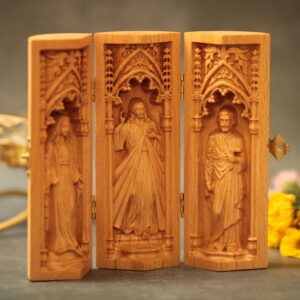 Holy Family Catholic Triptych of the Virgin Mary Jesus Christ St Joseph Portable Altar Catholic Home Decor Wood Handicrafts Religious Gifts