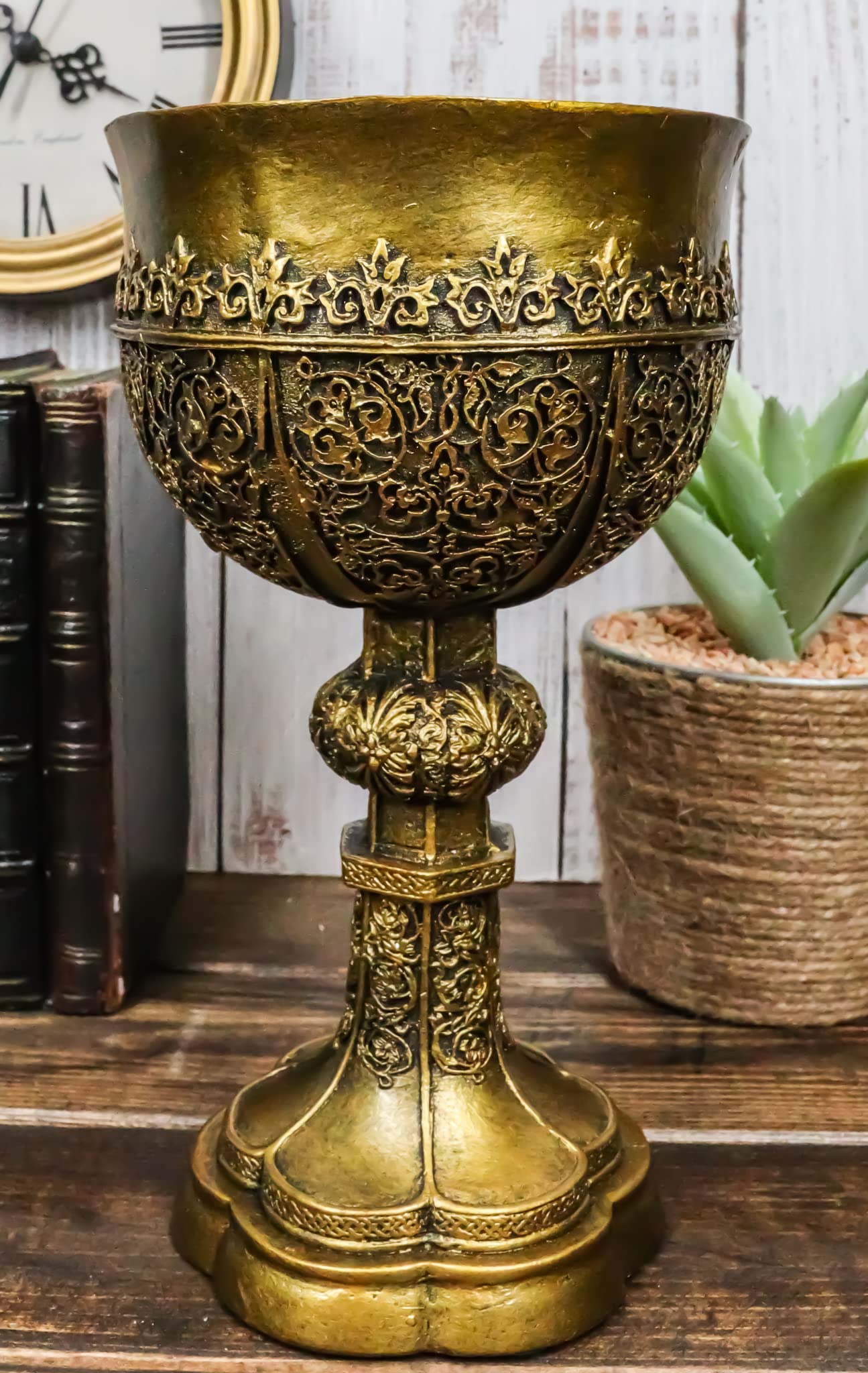 Ebros Decorative Merlin's Holy Grail The Golden Cup Of Life Decorative Chalice Ceremonial Cup Arthurian Legends Medieval Accent Decor