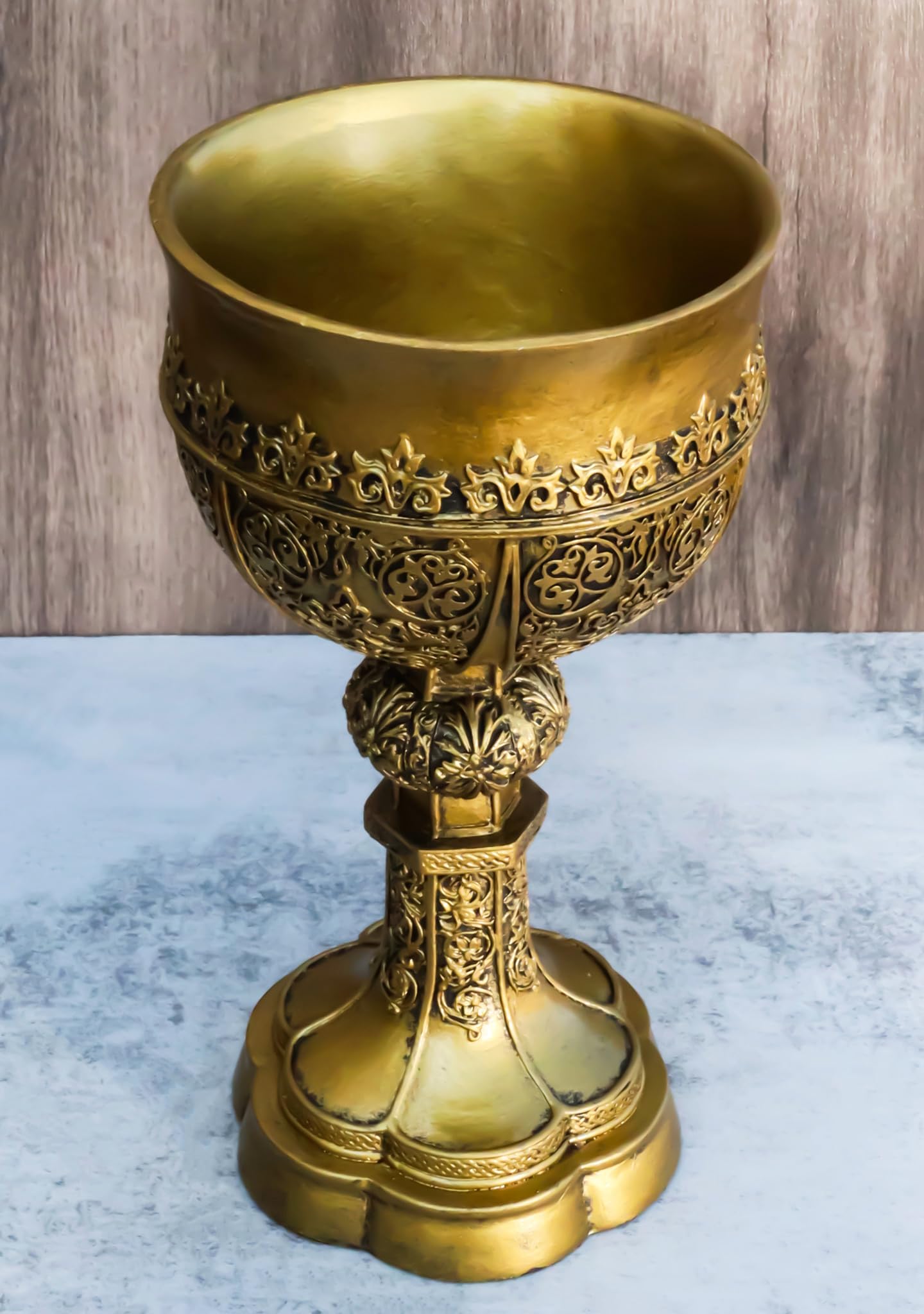 Ebros Decorative Merlin's Holy Grail The Golden Cup Of Life Decorative Chalice Ceremonial Cup Arthurian Legends Medieval Accent Decor