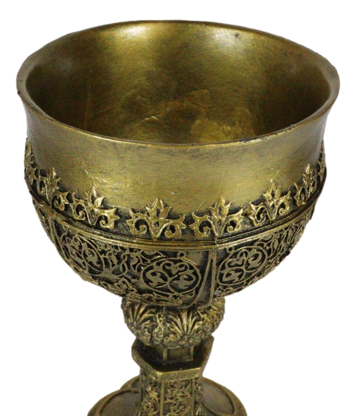 Ebros Decorative Merlin's Holy Grail The Golden Cup Of Life Decorative Chalice Ceremonial Cup Arthurian Legends Medieval Accent Decor