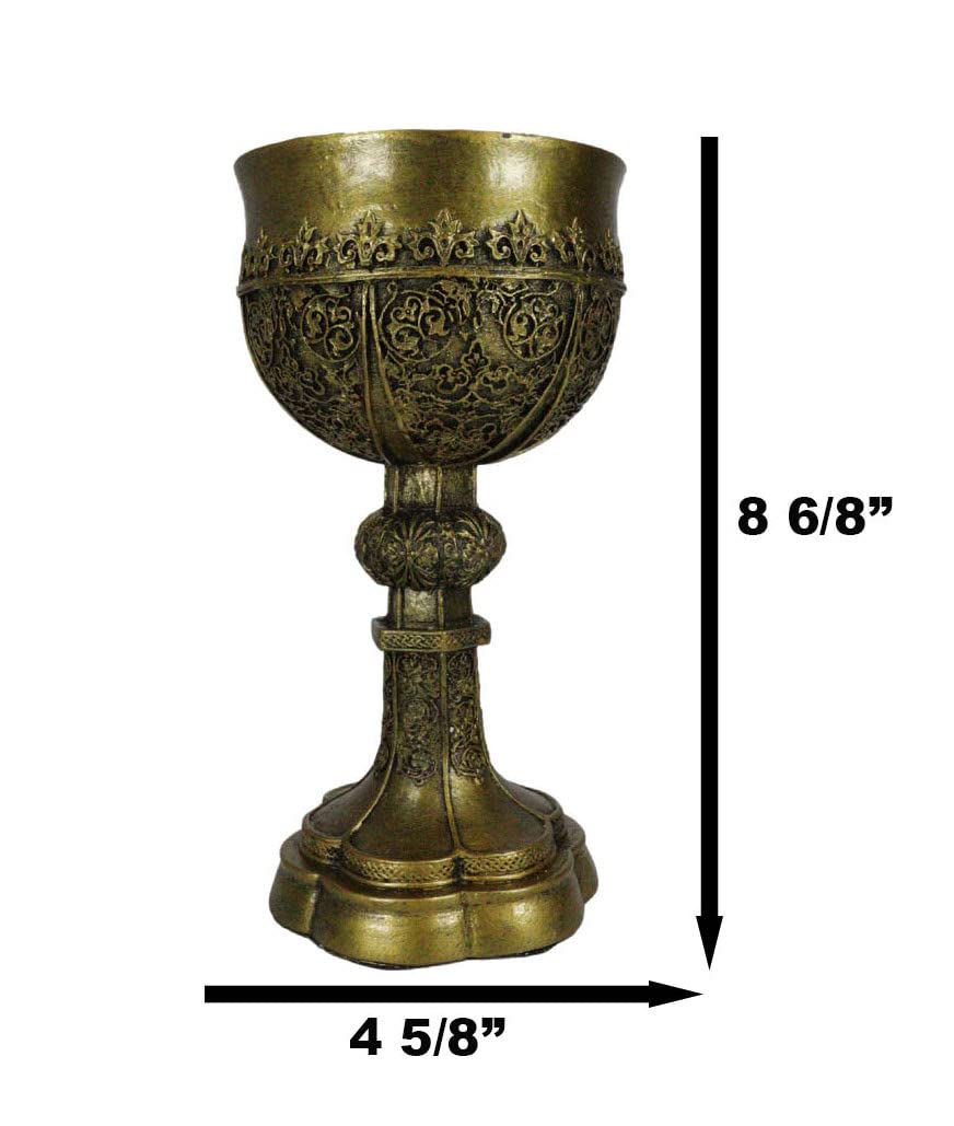 Ebros Decorative Merlin's Holy Grail The Golden Cup Of Life Decorative Chalice Ceremonial Cup Arthurian Legends Medieval Accent Decor