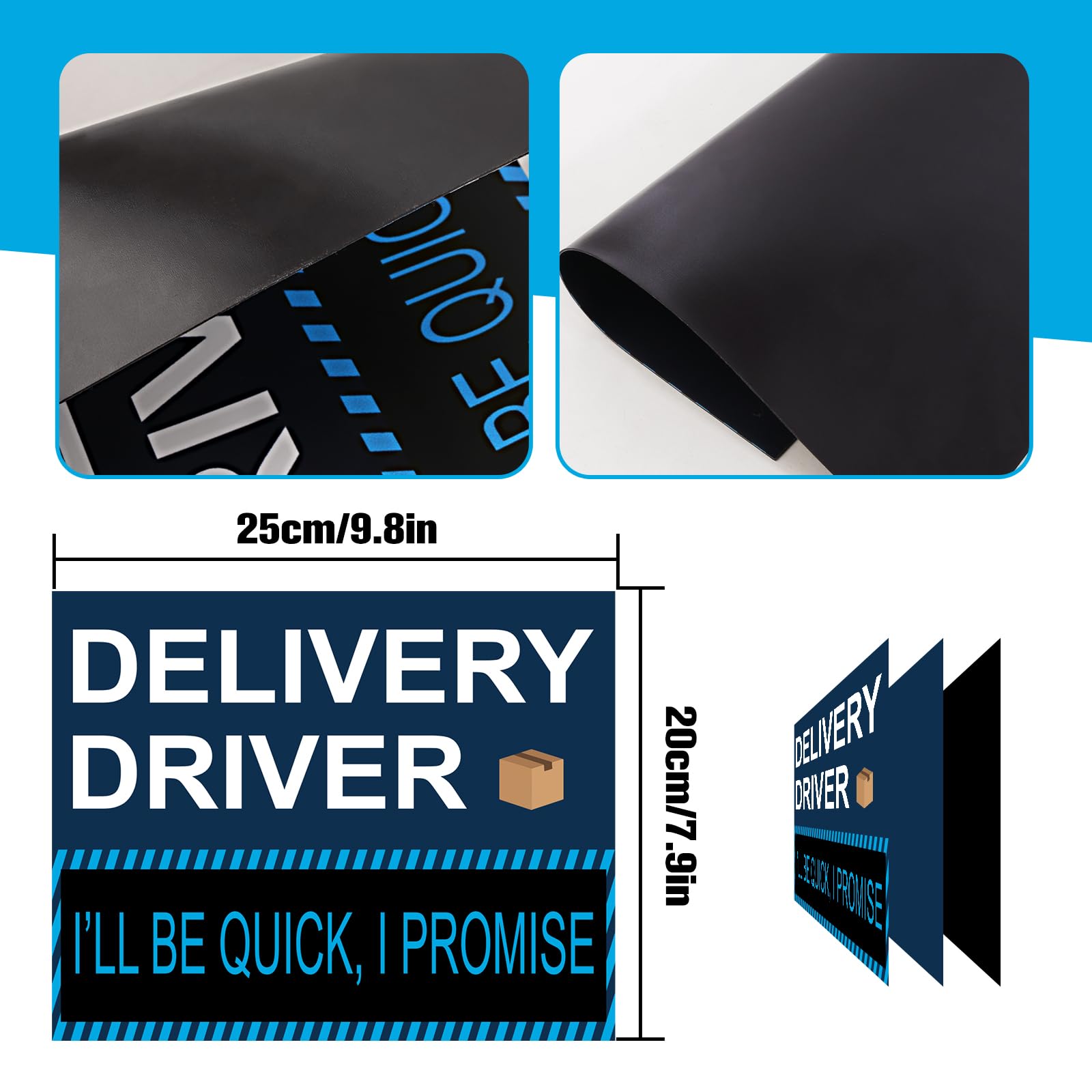 Dakchor Car Magnetic Sign for Delivery Driver - I'll be Quick, I Promise 3 PCS Bright Color for Courier Delivery Vehicles Truck Reuse Removable Car Magnet Sign Blue 8x10 Inch(20x25cm)