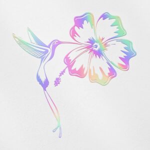 Transparent Decal Stickers of Hummingbird and Hibiscus Tattoo (Hologram) Premium Waterproof Vinyl Decal Stickers for Laptop Phone Accessory Helmet Car Window Mug Tuber Cup Door Wall ANDstic603753HOAA