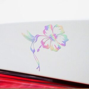 Transparent Decal Stickers of Hummingbird and Hibiscus Tattoo (Hologram) Premium Waterproof Vinyl Decal Stickers for Laptop Phone Accessory Helmet Car Window Mug Tuber Cup Door Wall ANDstic603753HOAA