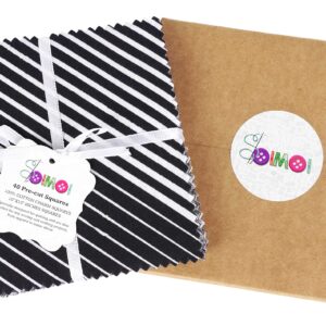 Soimoi Precut 10-inch Geometric Prints Cotton Fabric Bundle Quilting Squares Charm Pack DIY Patchwork Sewing Craft- White & Black