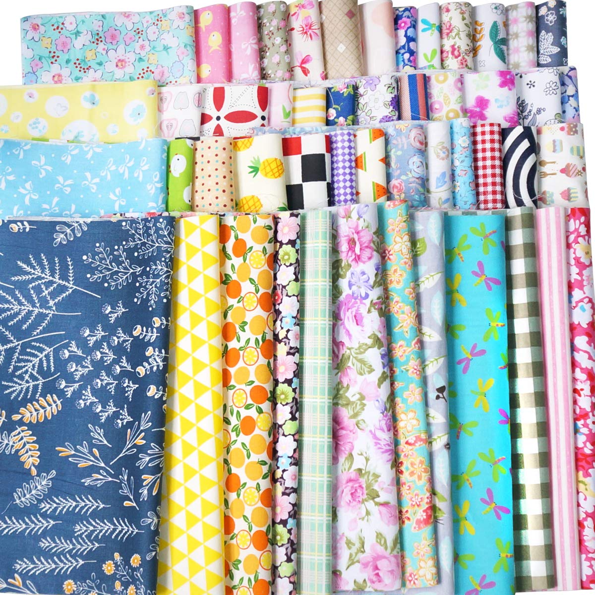 Precut Fabric Squares Misscrafts 50pcs 10 x 10 inches Cotton Fabric Bundle Quilting Charm Pack for Quilting Sewing Craft Patchwork