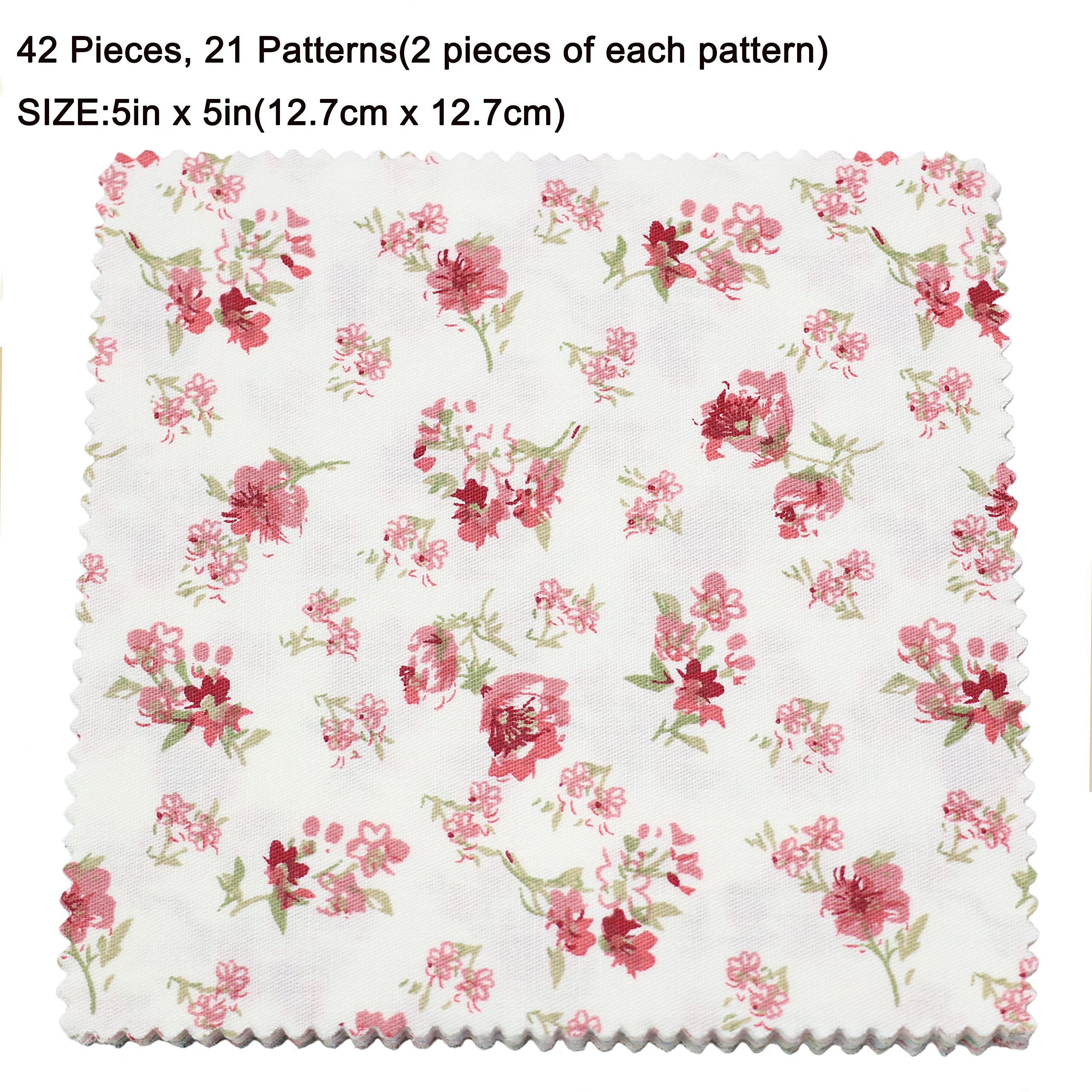 Nodsaw Floral Print Cotton Charm Pack, 5 inch Precuts Quilting Fabric Bundle, 5" Quilt Charm Squares