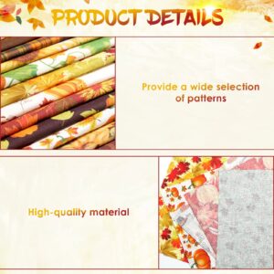 30Pcs Thanksgiving Fabric Assorted Fabric Fall Fabric Bundles Pumpkin Turkey Maple Fabric Plaid Quilting Fabric 10 x 10 Inch Thanksgiving Fabric Square Sheet for DIY Craft Quilting Sewing