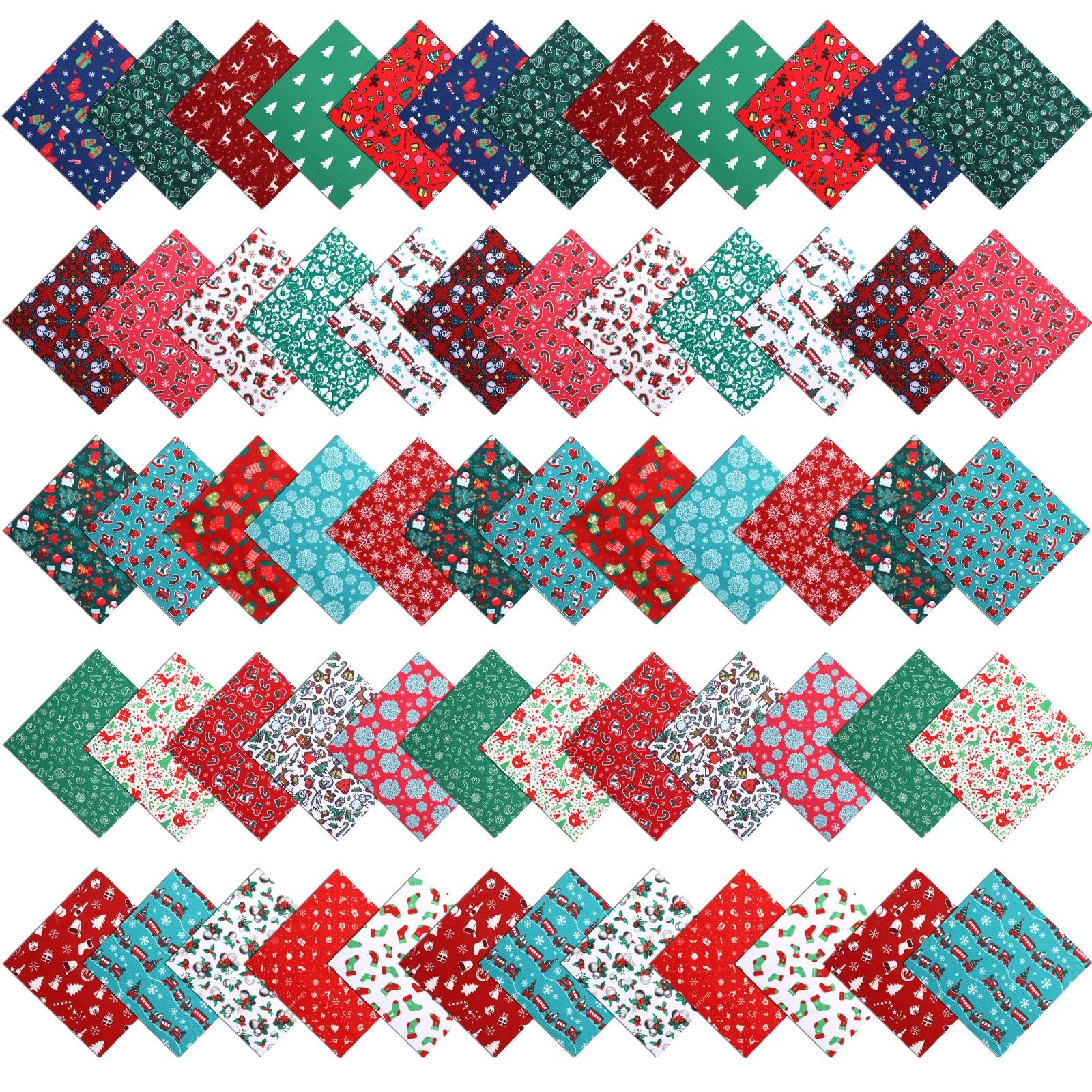 Preboun 100 Pcs 8 x 8 Inches/ 20 x 20 cm Christmas Fabric Squares Christmas Fabric 25 Different Patterns Fabric Scraps Quilting Craft Fabric Patchwork Fabric Bundles for Sewing Crafting DIY Supplies