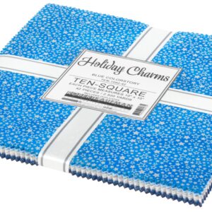 Holiday Charms 2021 2021 Blue Ten Square 42 10-inch Squares Layer Cake Robert Kaufman TEN-1092-42