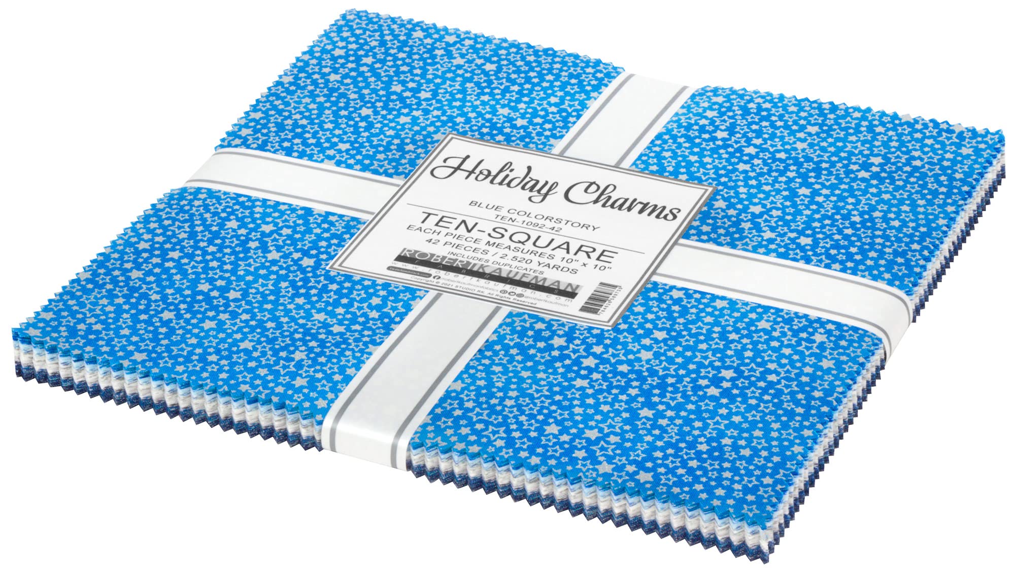 Holiday Charms 2021 2021 Blue Ten Square 42 10-inch Squares Layer Cake Robert Kaufman TEN-1092-42