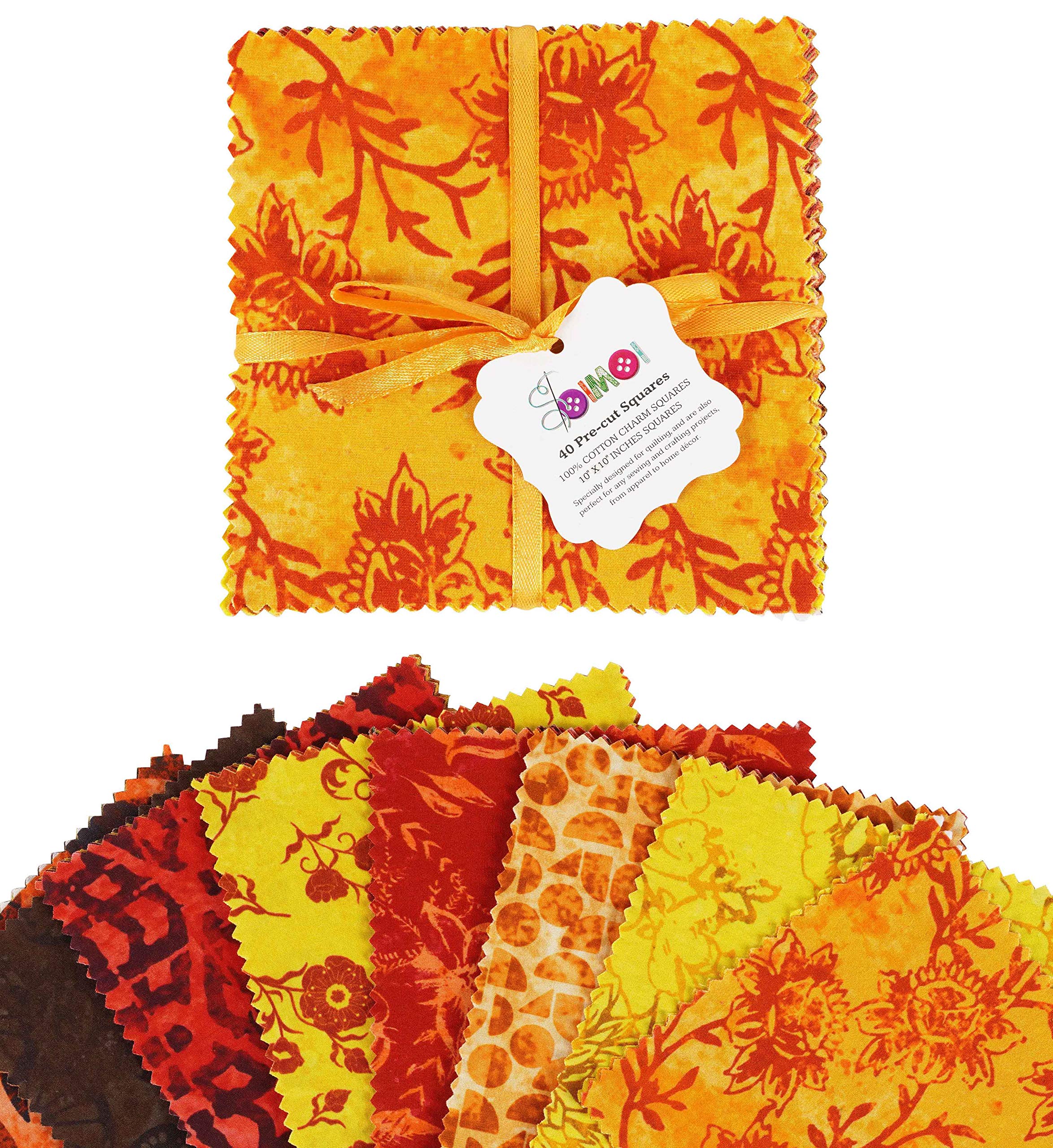 Soimoi Batik Print Precut 10-inch Cotton Fabric Quilting Squares Charm Pack DIY Patchwork Sewing Craft