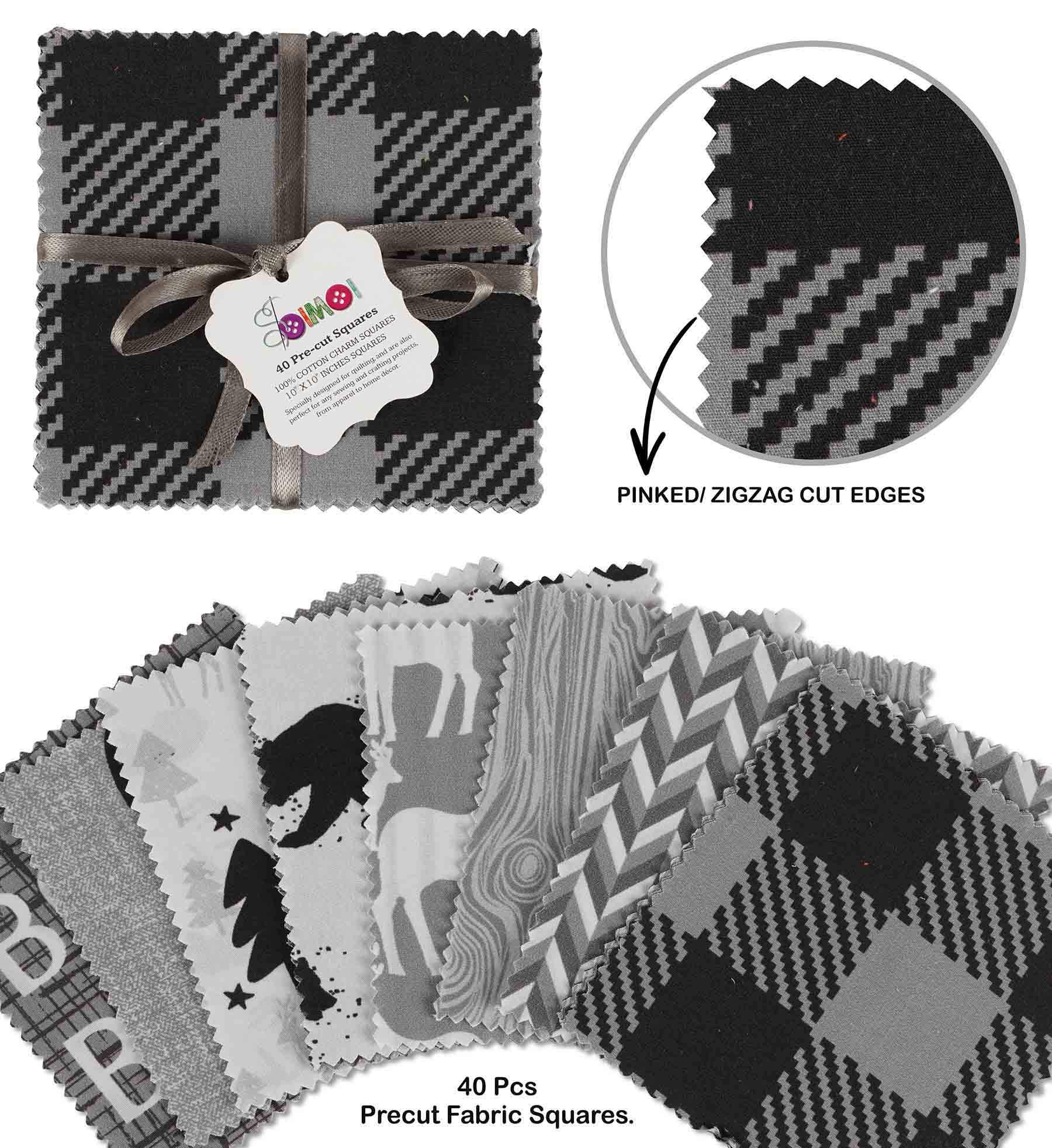 Soimoi Lumberjack Print Precut 10-inch Cotton Fabric Quilting Squares Charm Pack DIY Patchwork Sewing Craft