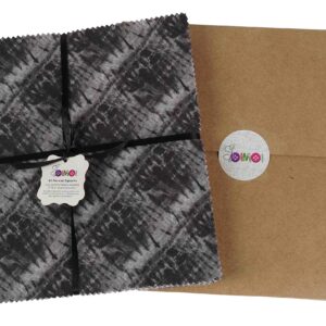 Soimoi Precut 10-inch Tie Dye Prints Cotton Fabric Bundle Quilting Squares Charm Pack DIY Patchwork Sewing Craft- Black