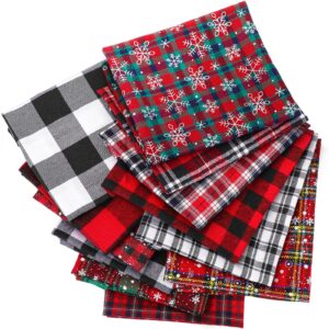 Tatuo 12 Pieces Christmas Fat Fabric Bundles Buffalo Plaid Fat Quarters Cotton Fabric Square Bundles 19.5 x 15.7 Inch Charm Yarn-Dyed Checked Quilting Fabric for DIY Crafting Sewing (Sweet Style)