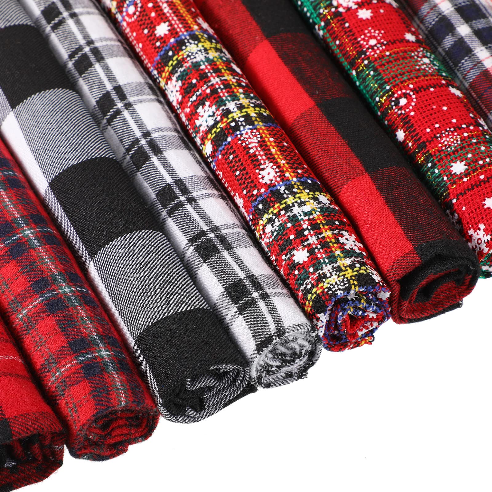 Tatuo 12 Pieces Christmas Fat Fabric Bundles Buffalo Plaid Fat Quarters Cotton Fabric Square Bundles 19.5 x 15.7 Inch Charm Yarn-Dyed Checked Quilting Fabric for DIY Crafting Sewing (Sweet Style)