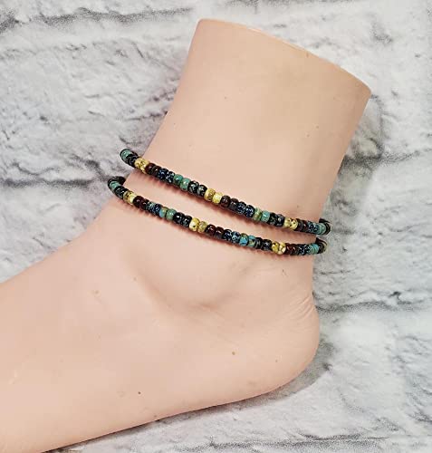 Beaded Leather Wrap Anklet Women Handmade Leather Ankle Cuff Bracelet 10 Inches Flamingo Charm