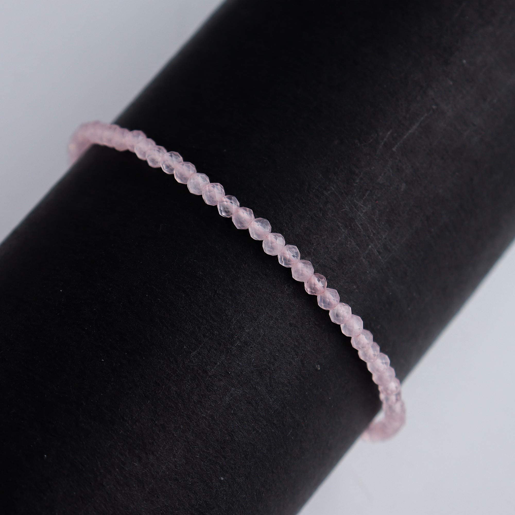 OdrillionGems Natural Rose Quartz Gemstones Bolo Bracelet, Micro-Faceted Beads, Healing Crystals, 925 Sterling Silver, Handmade, Birthstones, Adjustable Slider, Women Jewelry, Valentine Gifts, 10"