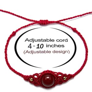 Handmade Red String Bracelet with 10mm Red Agate Bead - Good Luck and Protection - Ideal Gifts for Women, Teen Girls, Mother-Daughter, Couples, Sisters, and Friends (RuYi Knot 10MM Agate 1PC)