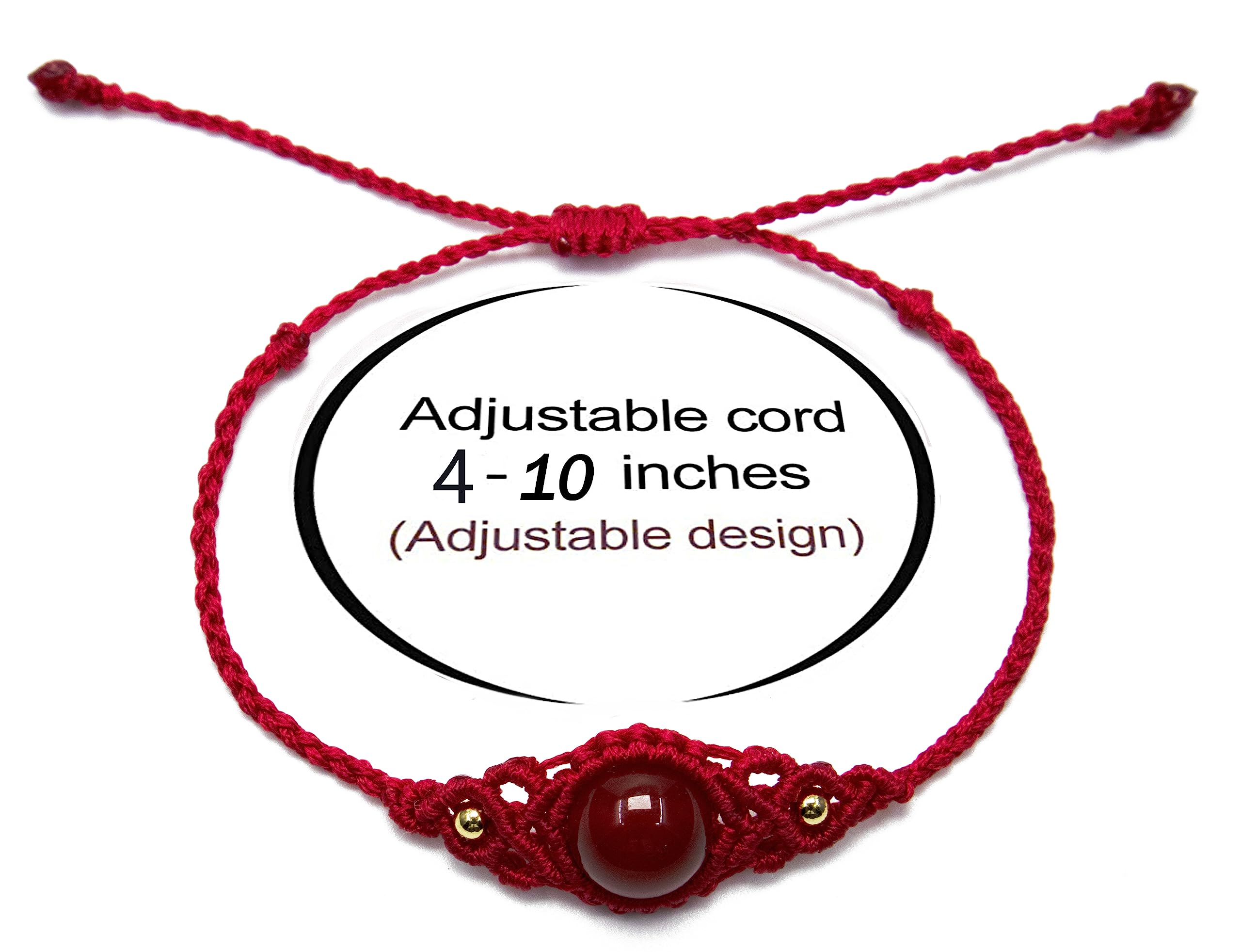 Handmade Red String Bracelet with 10mm Red Agate Bead - Good Luck and Protection - Ideal Gifts for Women, Teen Girls, Mother-Daughter, Couples, Sisters, and Friends (RuYi Knot 10MM Agate 1PC)