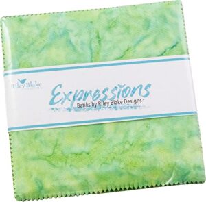 batiks expressions shades of green 5" stacker 42 5-inch squares charm pack riley blake 5-shdgrn-42