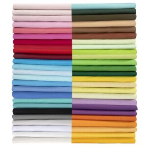 aubliss 50pcs 9.84" x 9.84" (25cm x 25cm) cotton fabric bundle precut squares fat quarter for patchwork sewing diy craft quilting fabric (bright solid colors)