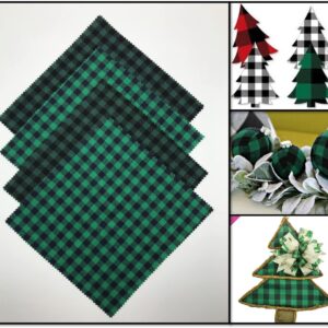 20 Pieces Christmas Gingham Fabric, Xmas Cotton Buffalo Plaids Color Red/Black White/Black Green/Black Squares for Sewing Quilting DIY Homemade Crafts 10 x 10 inches