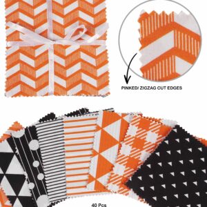 Soimoi Precut 10-inch Geometric Patterns Prints Cotton Fabric Bundle Quilting Squares Charm Pack DIY Patchwork Sewing Craft- Orange & Black