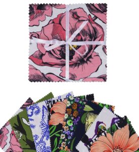 soimoi precut 10-inch floral prints cotton fabric bundle quilting squares charm pack diy patchwork sewing craft- multicolor-vb