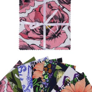 Soimoi Precut 10-inch Floral Prints Cotton Fabric Bundle Quilting Squares Charm Pack DIY Patchwork Sewing Craft- Multicolor-VB