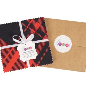 Soimoi Precut 10-inch Tartan Prints Cotton Fabric Bundle Quilting Squares Charm Pack DIY Patchwork Sewing Craft- Magenta & Black