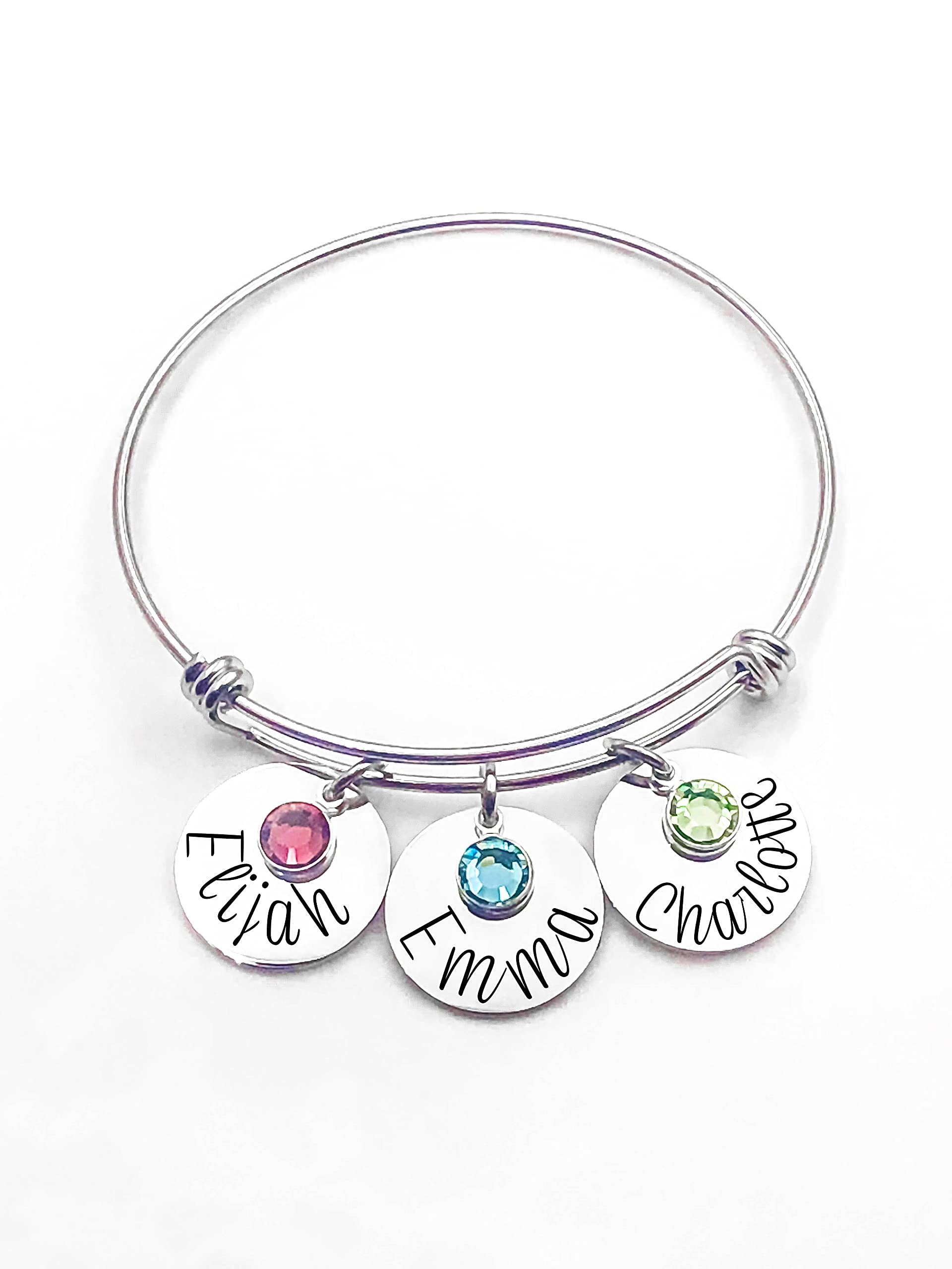 Kids Names Bangle - Mothers Day Gift-Customized-Name Bangle Bracelet With Names Of Choice-Customized-charms- gift for mom- grandma- godmother